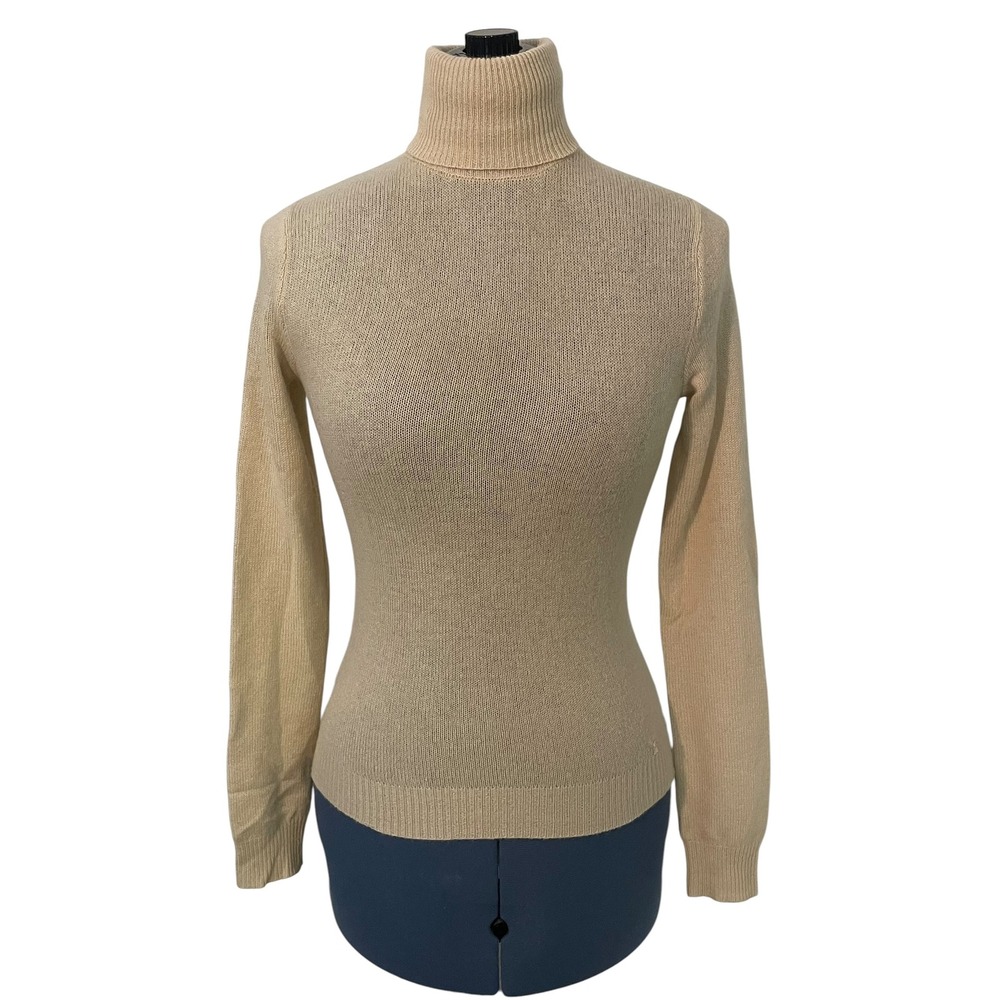 Ralph Lauren Black Label Womens Tan‎ 100% Cashmere Turtleneck Sweater Classic S